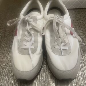 rag & bone White and Gray Sneakers with Red Accent